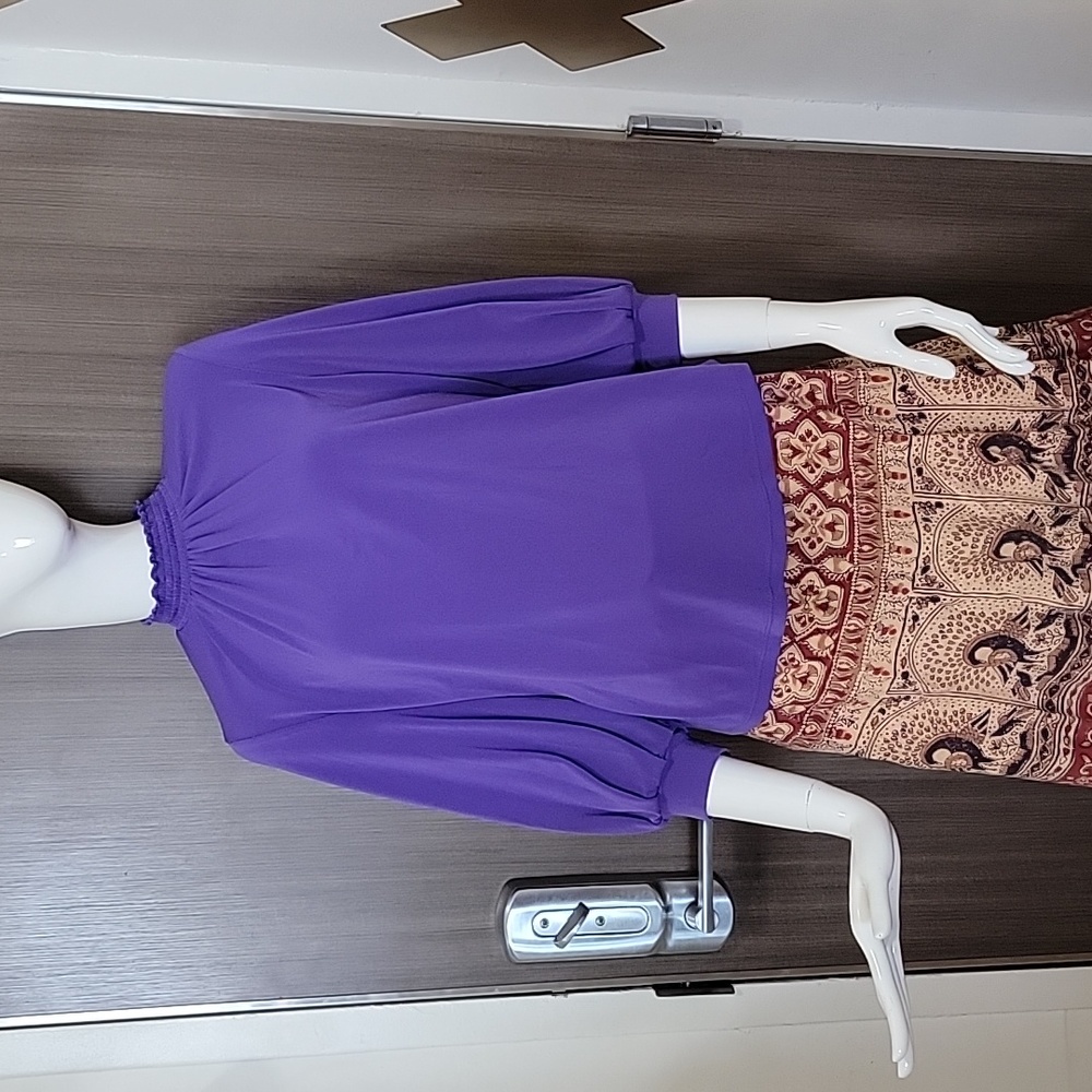 Turtle neck blouse PURPLE long sleeve